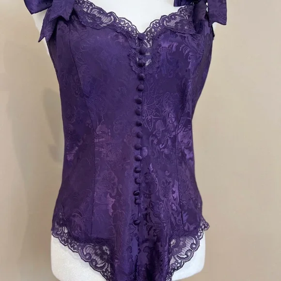 Vintage Victoria’s Secret Gold Label Lace Teddy Purple Lingerie Bodysuit